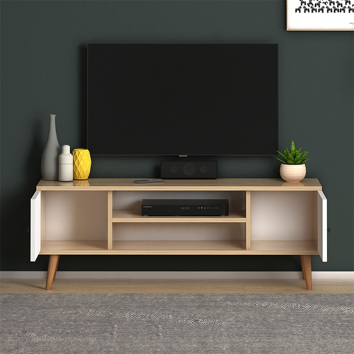 Έπιπλο τηλεόρασης Parma χρώμα white - oak 120x30x40εκ.