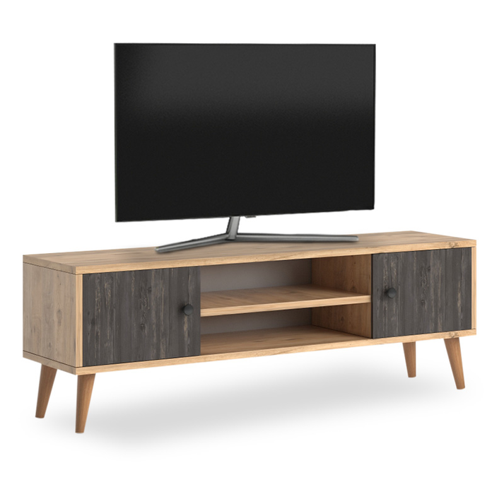 Έπιπλο τηλεόρασης Parma χρώμα industrial grey - oak 120x30x40εκ.