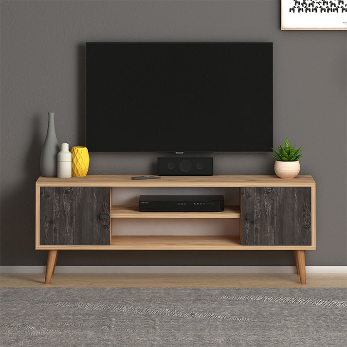 Έπιπλο τηλεόρασης Parma χρώμα industrial grey - oak 120x30x40εκ.