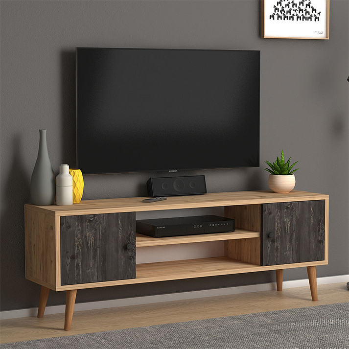 Έπιπλο τηλεόρασης Parma χρώμα industrial grey - oak 120x30x40εκ.