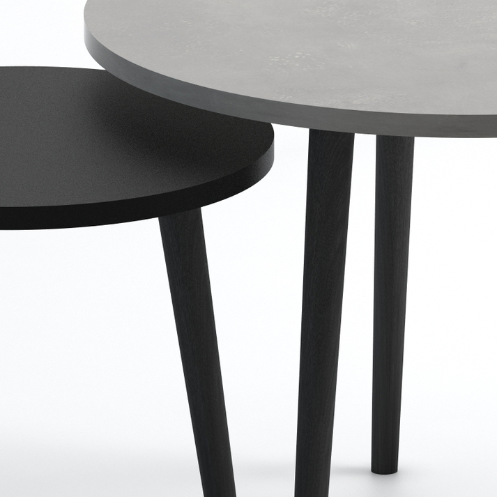 Τραπεζάκι σαλονιού σετ 2 τμχ Roma χρώμα γκρι ρετρό - μαύρο 60x60x46εκ.