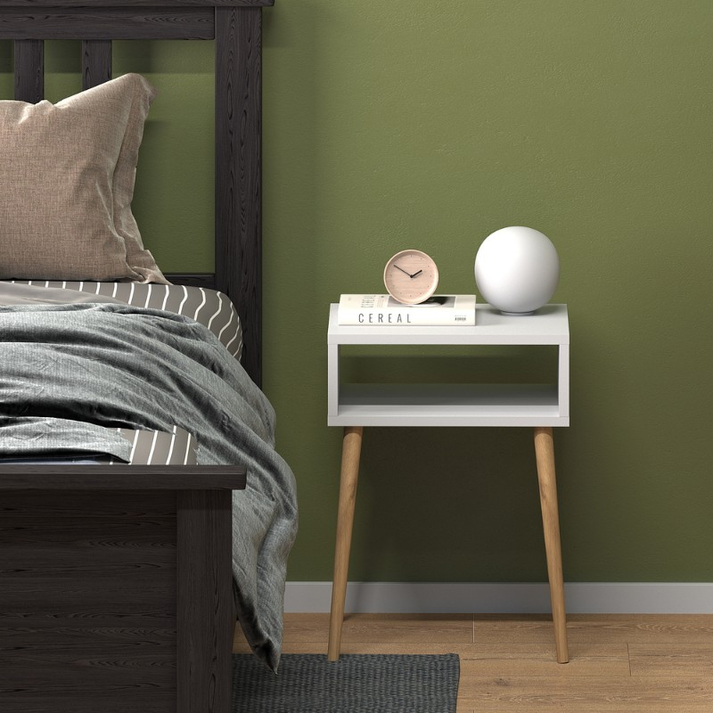 Κομοδίνο Fiona χρώμα λευκό 45x30x58εκ.