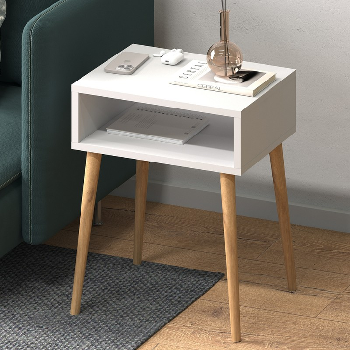 Κομοδίνο Fiona χρώμα λευκό 45x30x58εκ.