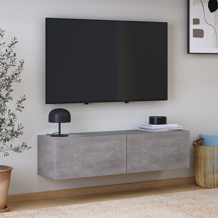 Έπιπλο τηλεόρασης επιτοίχιο Palm χρώμα γκρι ρετρό 120x32x30εκ.