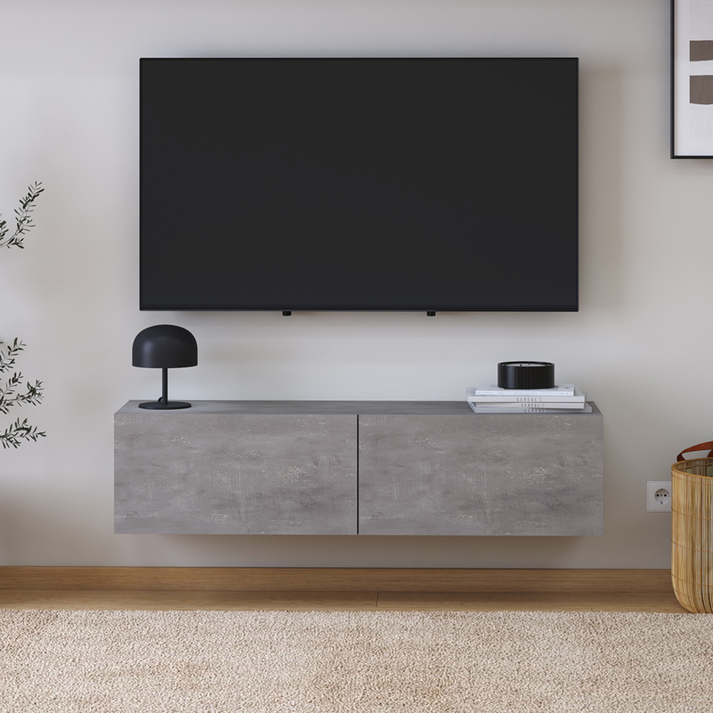 Έπιπλο τηλεόρασης επιτοίχιο Palm χρώμα γκρι ρετρό 120x32x30εκ.