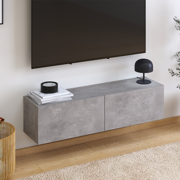 Έπιπλο τηλεόρασης επιτοίχιο Palm χρώμα γκρι ρετρό 120x32x30εκ.