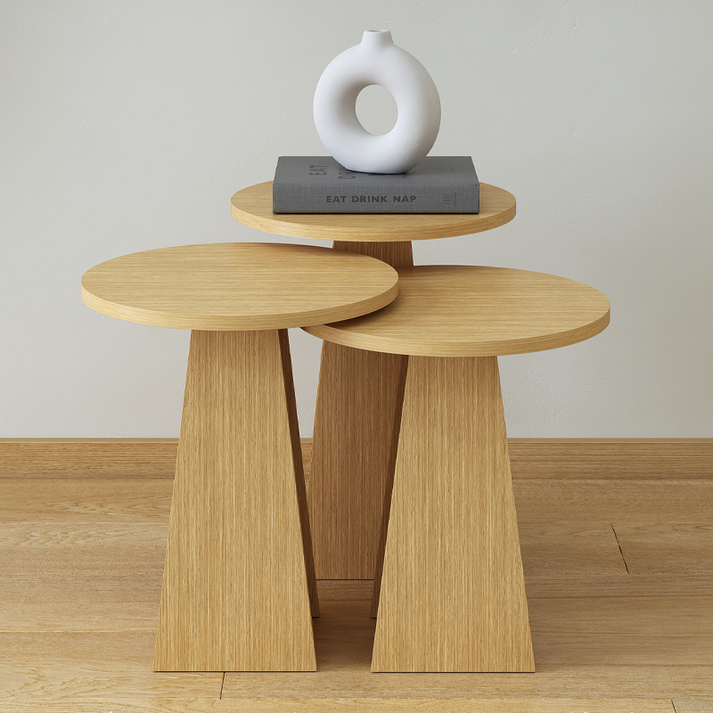 Τραπεζάκια βοηθητικά σετ 3 τμχ Como χρώμα oak