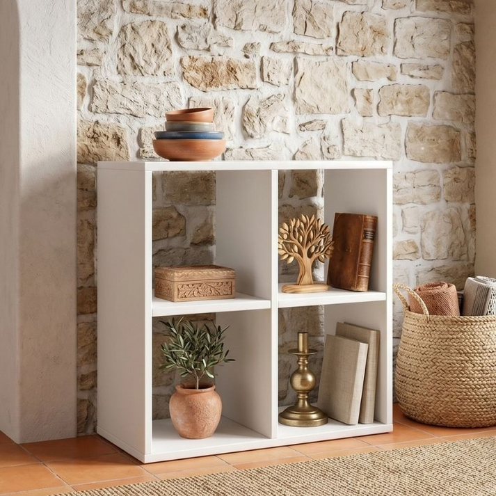 Βιβλιοθήκη Cube χρώμα λευκό 60x30x60εκ.
