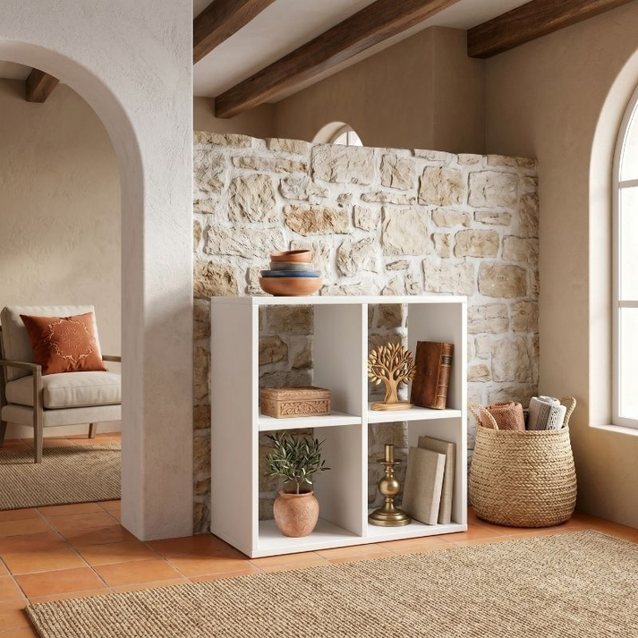 Βιβλιοθήκη Cube χρώμα λευκό 60x30x60εκ.