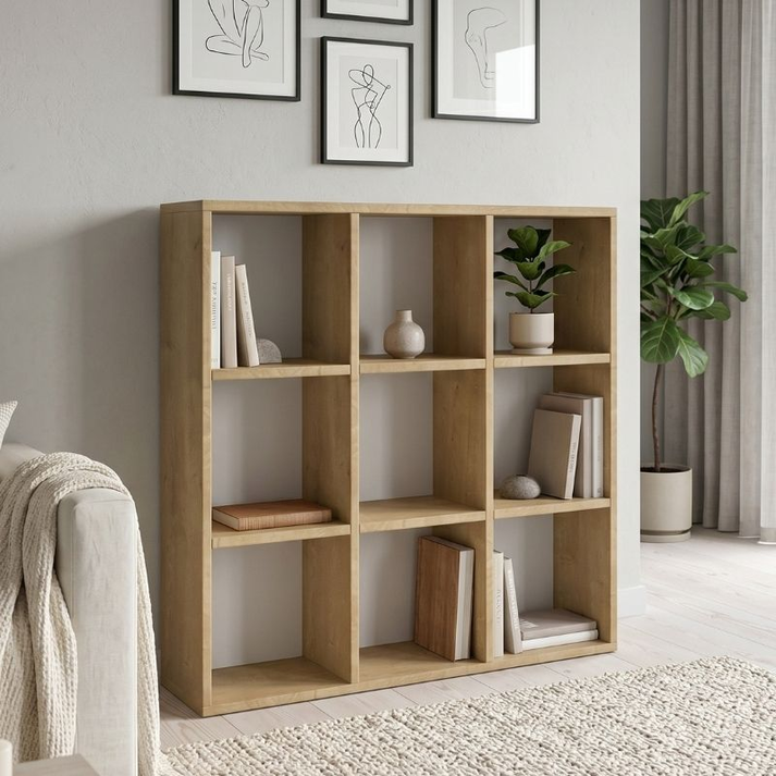 Βιβλιοθήκη Cube χρώμα sapphire oak 90x30x90εκ.