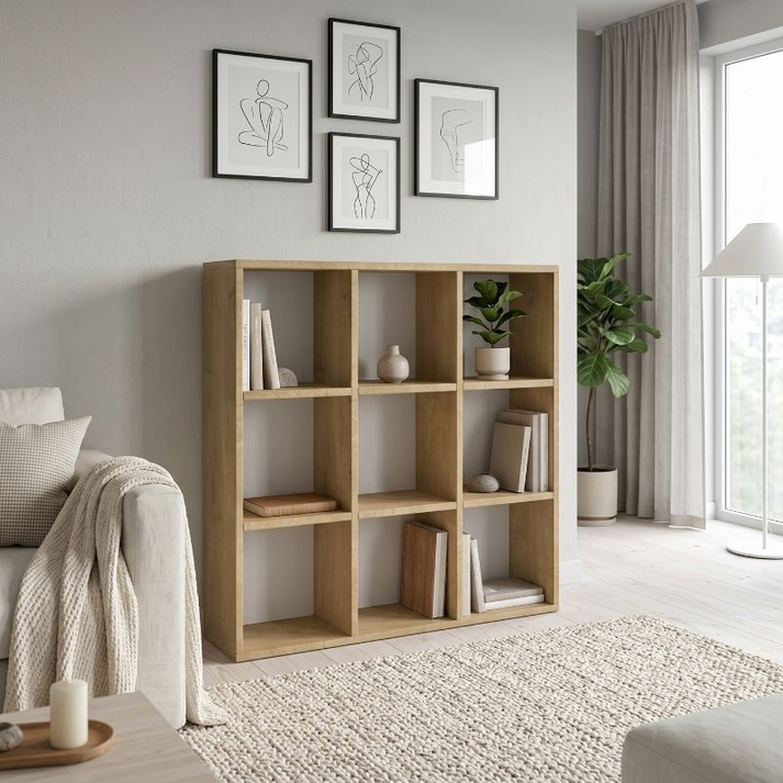 Βιβλιοθήκη Cube χρώμα sapphire oak 90x30x90εκ.