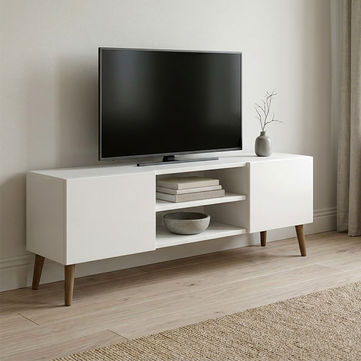 Έπιπλο τηλεόρασης Etna χρώμα λευκό 150x30x45εκ.