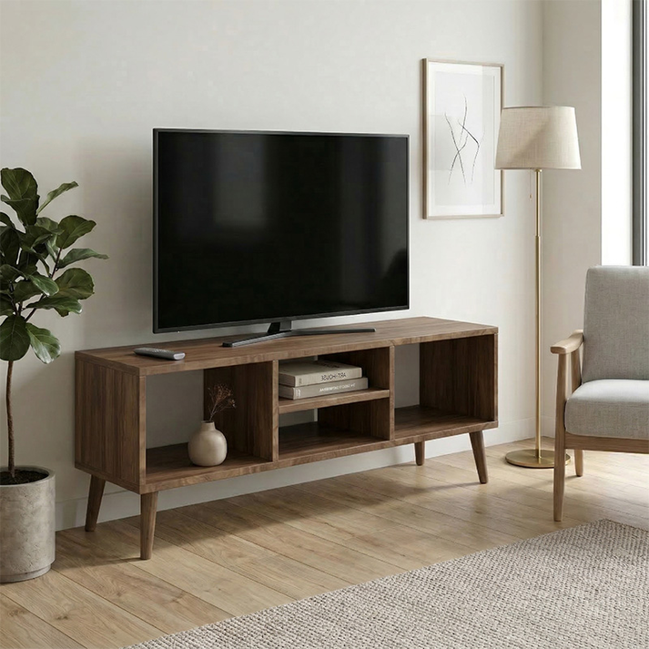 Έπιπλο τηλεόρασης Loren χρώμα καρυδί 120x30x40εκ.