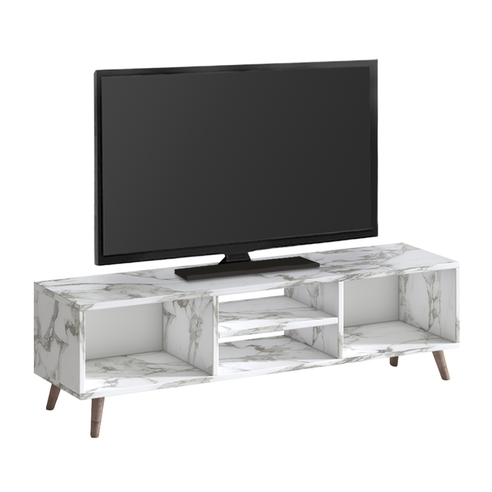 Έπιπλο τηλεόρασης Loren χρώμα λευκό εφέ μαρμάρου 120x30x40εκ.