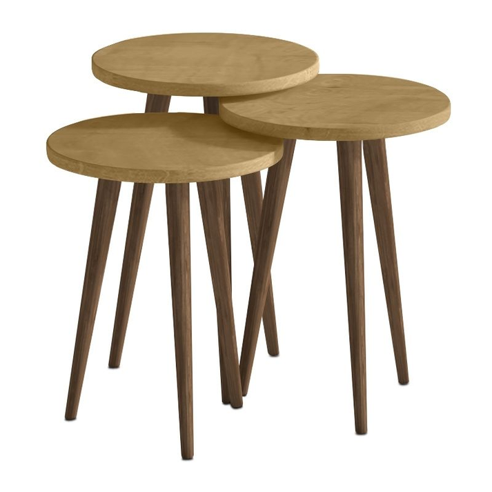 Τραπεζάκι βοηθητικό σετ 3 τμχ Cruz χρώμα sapphire oak Ø33x46εκ.