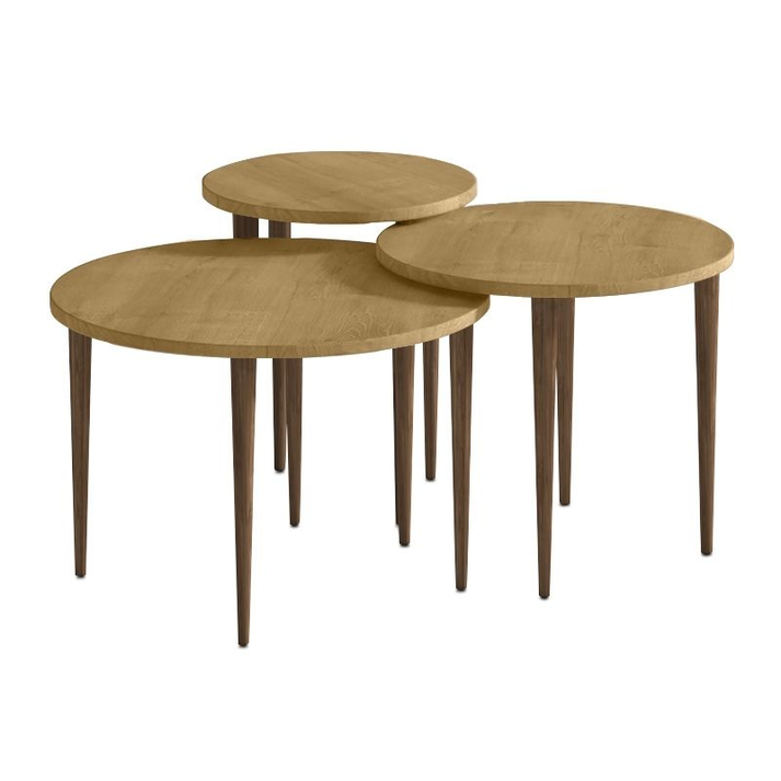Τραπεζάκι σαλονιού σετ 3 τμχ Nola χρώμα sapphire oak Ø60x46εκ.