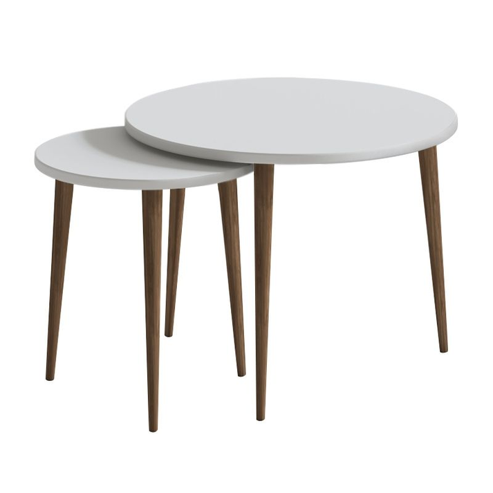 Τραπεζάκι σαλονιού σετ 2 τμχ Nola χρώμα λευκό Ø60x46εκ.