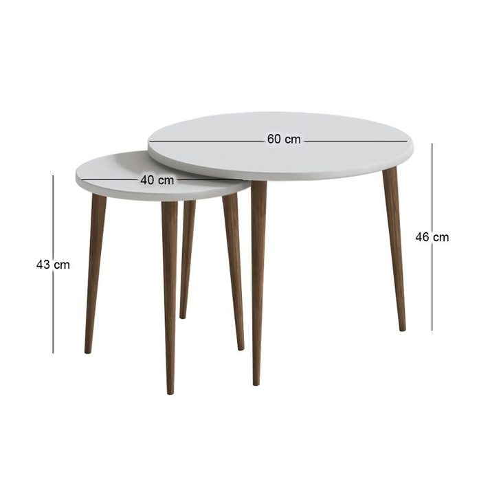 Τραπεζάκι σαλονιού σετ 2 τμχ Nola χρώμα λευκό Ø60x46εκ.