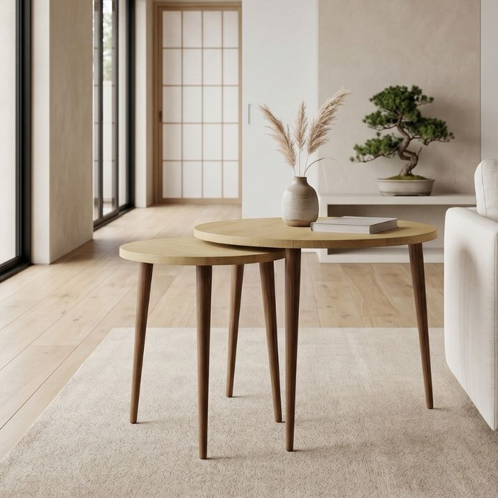 Τραπεζάκι σαλονιού σετ 2 τμχ Nola χρώμα sapphire oak Ø60x46εκ.