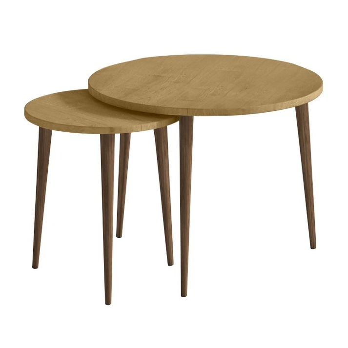 Τραπεζάκι σαλονιού σετ 2 τμχ Nola χρώμα sapphire oak Ø60x46εκ.