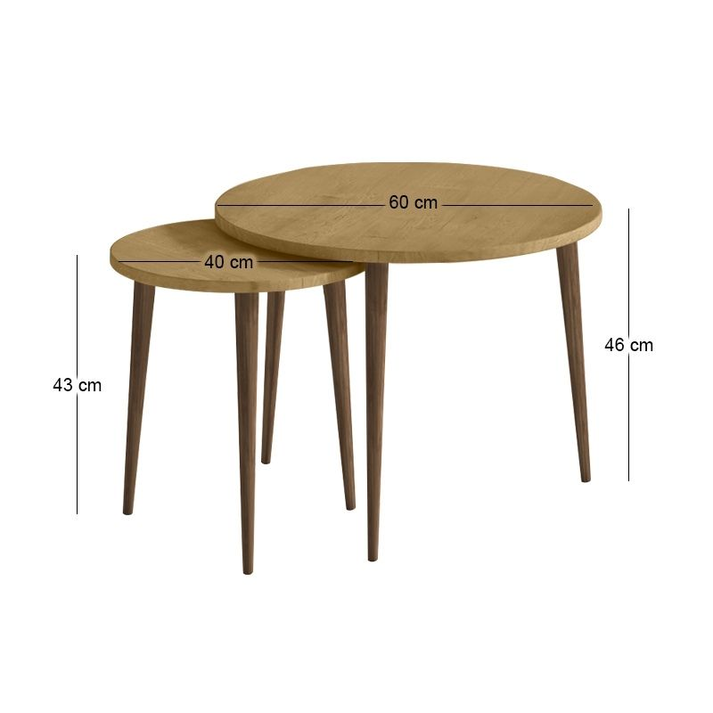 Τραπεζάκι σαλονιού σετ 2 τμχ Nola χρώμα sapphire oak Ø60x46εκ.