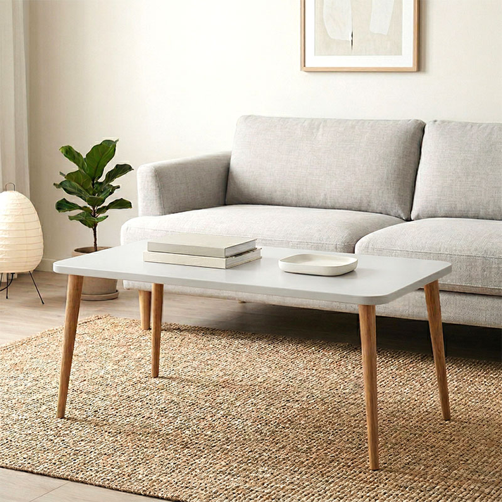 Τραπεζάκι σαλονιού Plane χρώμα λευκό 90x55x41εκ.