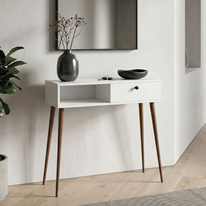 Κονσόλα Napoli χρώμα λευκό 90x29x88εκ.