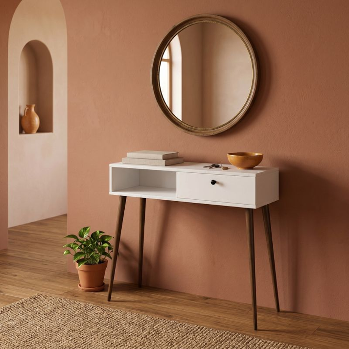 Κονσόλα Napoli χρώμα λευκό 90x29x88εκ.