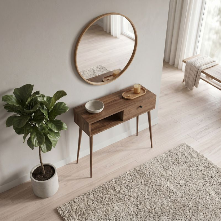 Κονσόλα Napoli χρώμα καρυδί 90x29x88εκ.