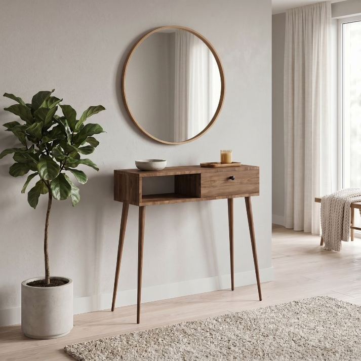 Κονσόλα Napoli χρώμα καρυδί 90x29x88εκ.