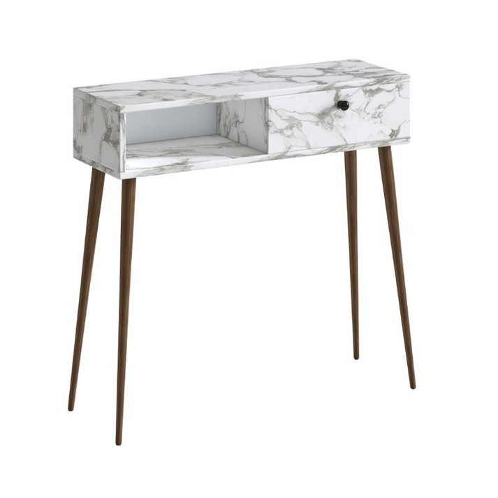 Κονσόλα Napoli χρώμα λευκό εφέ μαρμάρου 90x29x88εκ.