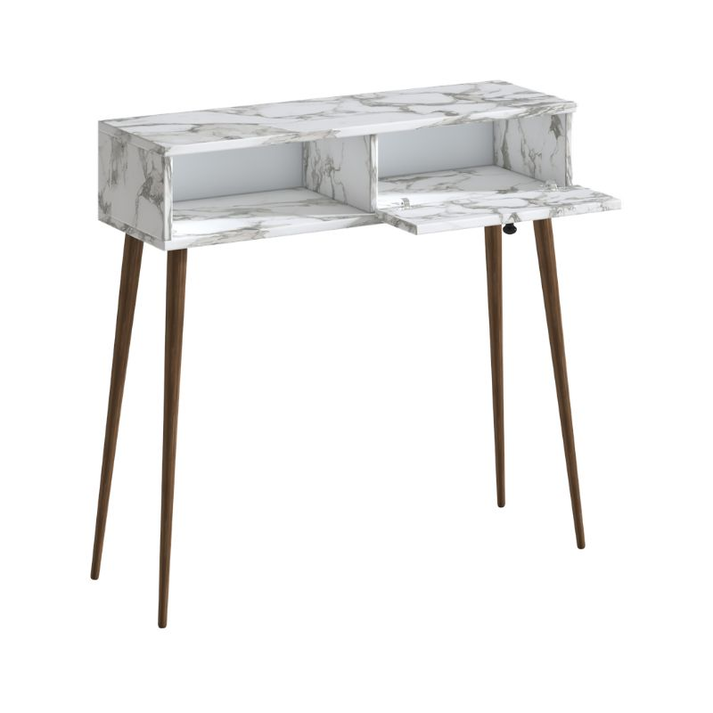 Κονσόλα Napoli χρώμα λευκό εφέ μαρμάρου 90x29x88εκ.