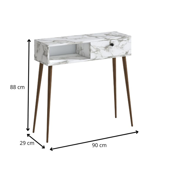 Κονσόλα Napoli χρώμα λευκό εφέ μαρμάρου 90x29x88εκ.