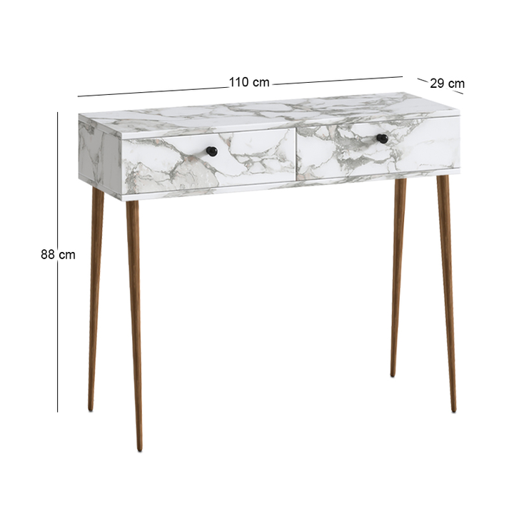 Κονσόλα Alis χρώμα λευκό εφέ μαρμάρου 110x29x88εκ.