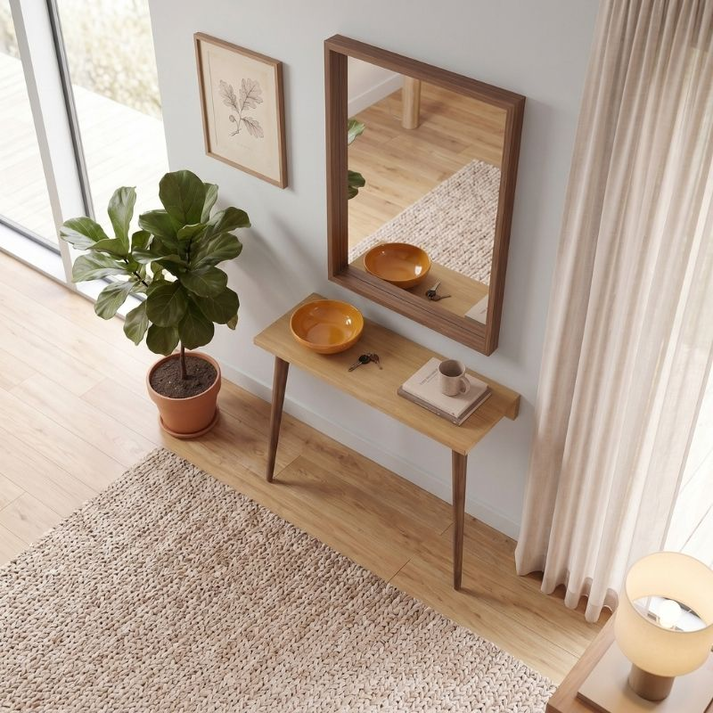 Κονσόλα επιτοίχια Moca χρώμα sapphire oak 60x22x77εκ.