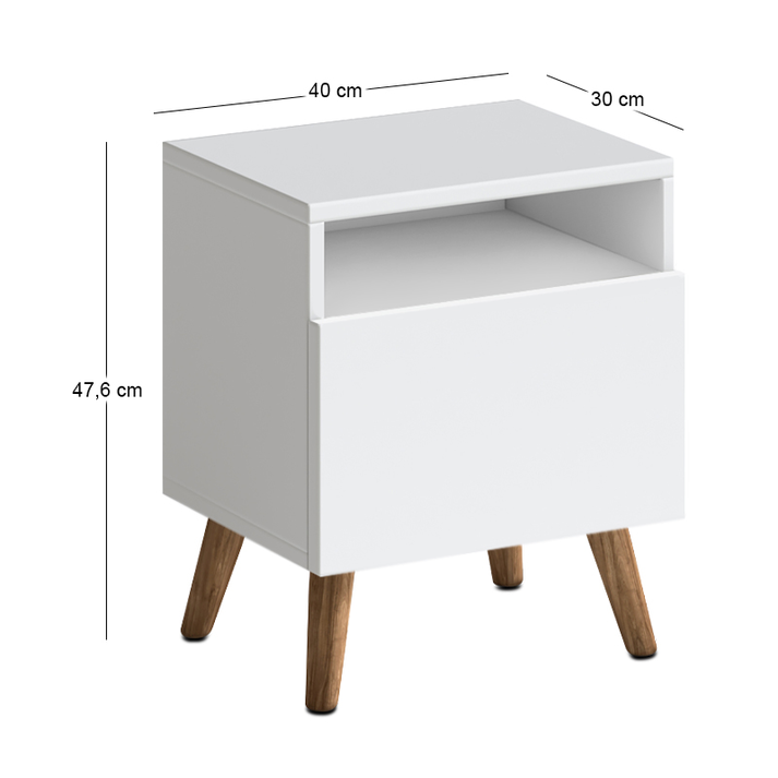 Κομοδίνο Sole χρώμα λευκό 40x30x47,6εκ.