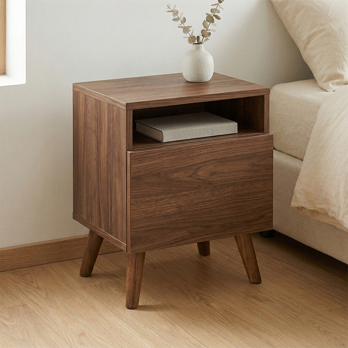 Κομοδίνο Sole χρώμα καρυδί 40x30x47,6εκ.