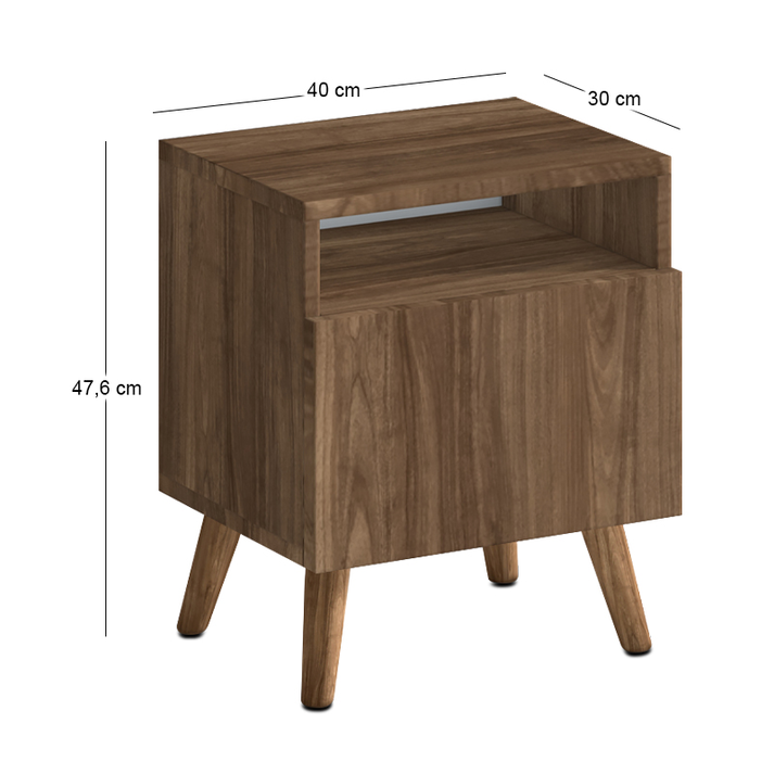Κομοδίνο Sole χρώμα καρυδί 40x30x47,6εκ.