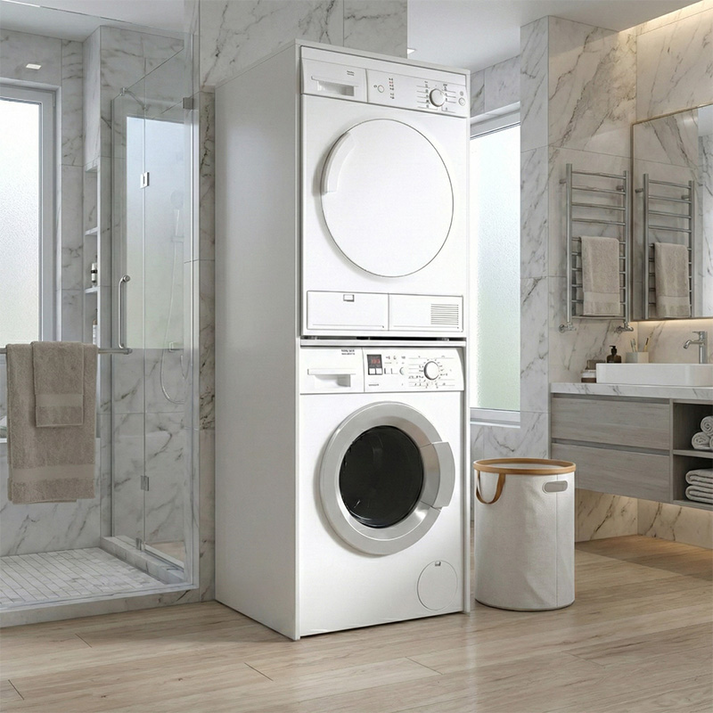 Έπιπλο πλυντηρίου - στεγνωτηρίου Evgenia χρώμα λευκό 70x60x180εκ.