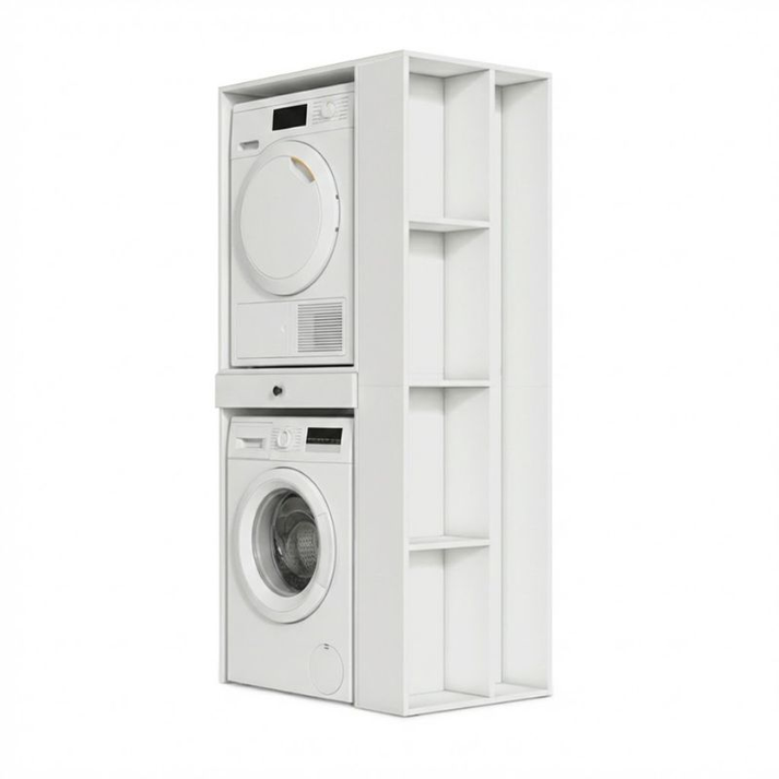 Έπιπλο πλυντηρίου - στεγνωτηρίου Bace χρώμα λευκό 90x60x187εκ.