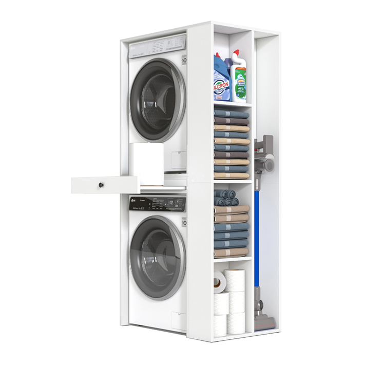 Έπιπλο πλυντηρίου - στεγνωτηρίου Bace χρώμα λευκό 90x60x187εκ.