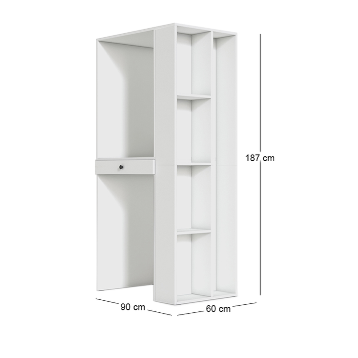 Έπιπλο πλυντηρίου - στεγνωτηρίου Bace χρώμα λευκό 90x60x187εκ.