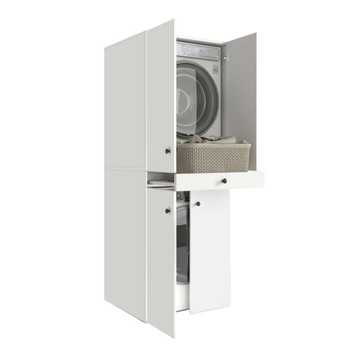 Έπιπλο πλυντηρίου - στεγνωτηρίου Kindi χρώμα λευκό 70x60x187εκ.
