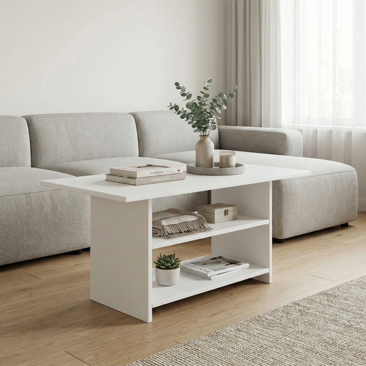 Τραπεζάκι σαλονιού Dallas χρώμα λευκό 90x50x60εκ.