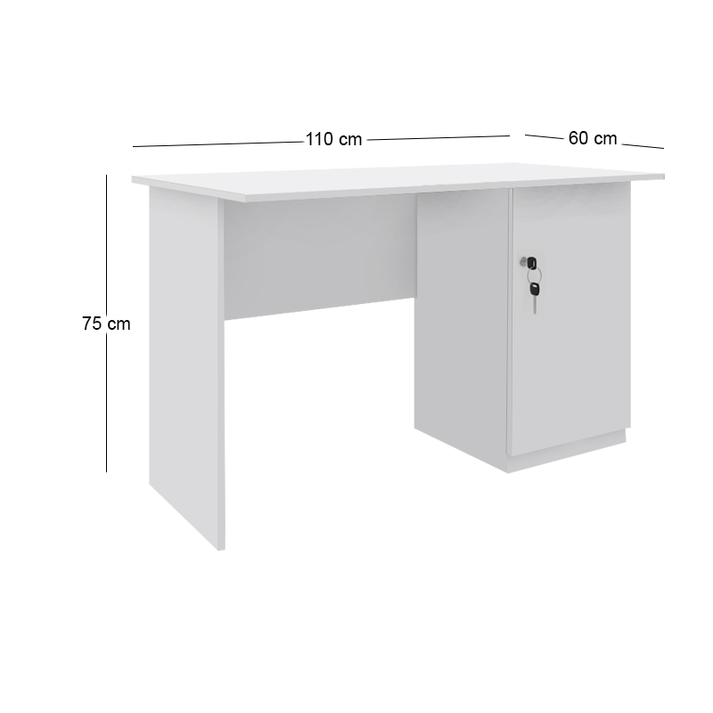 Γραφείο εργασίας με κλειδαριά Moto χρώμα λευκό 110x60x75εκ.