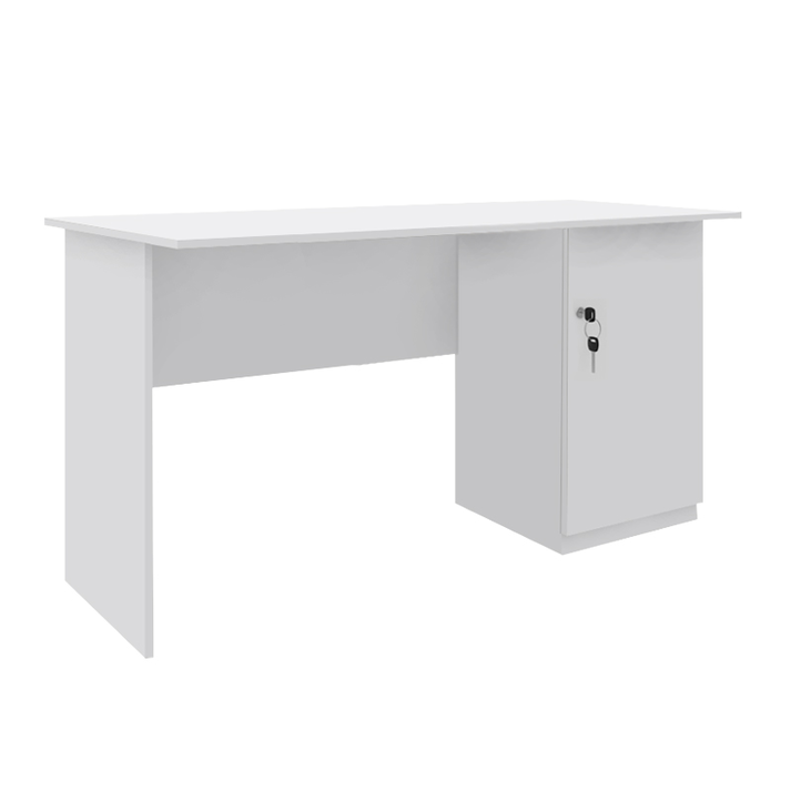 Γραφείο εργασίας με κλειδαριά Moto χρώμα λευκό 140x60x75εκ.
