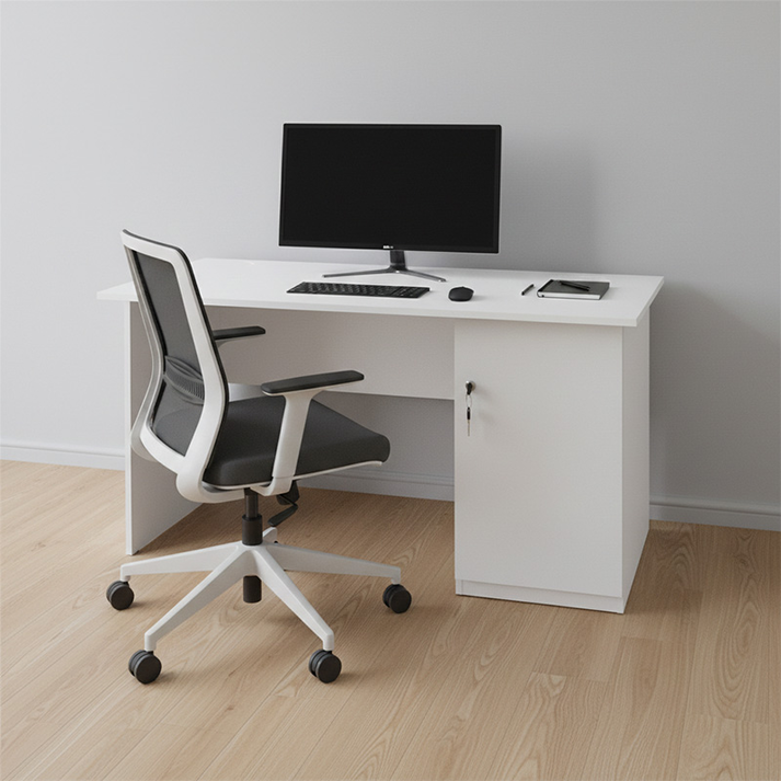 Γραφείο εργασίας με κλειδαριά Moto χρώμα λευκό 120x80x75εκ.