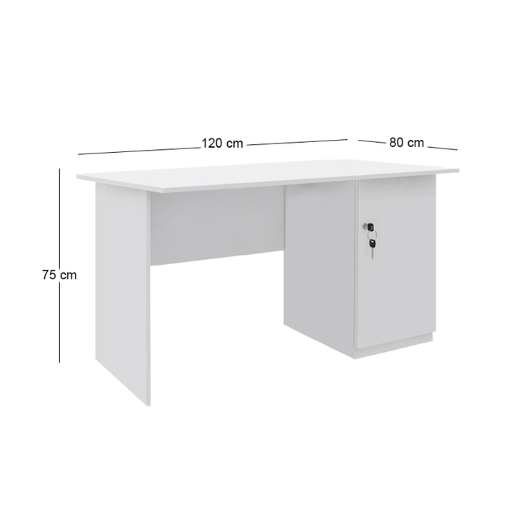 Γραφείο εργασίας με κλειδαριά Moto χρώμα λευκό 120x80x75εκ.