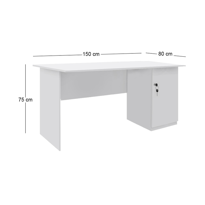 Γραφείο εργασίας με κλειδαριά Moto χρώμα λευκό 150x80x75εκ.