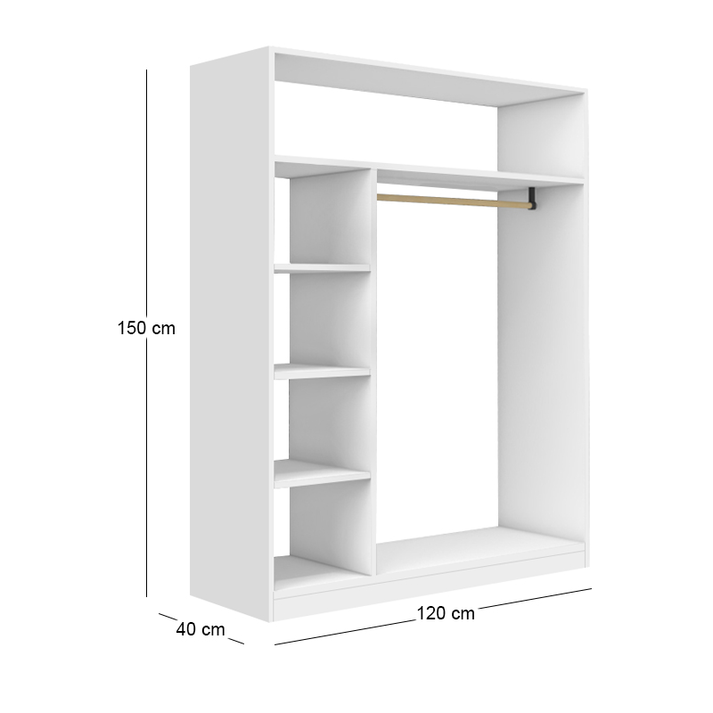 Ντουλάπα ρούχων ανοιχτή - Έπιπλο εισόδου Sandra χρώμα λευκό 120x40x150εκ.